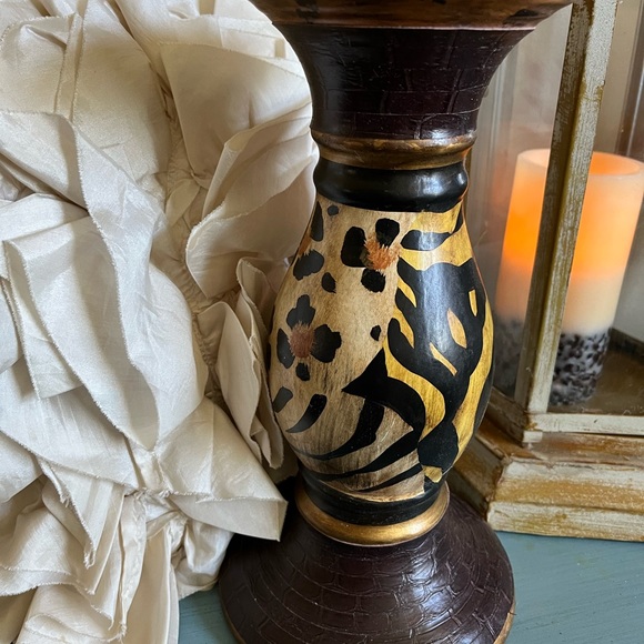 PIER 1 ANIMAL PRINT CANDLE HOLDER - Picture 2 of 4